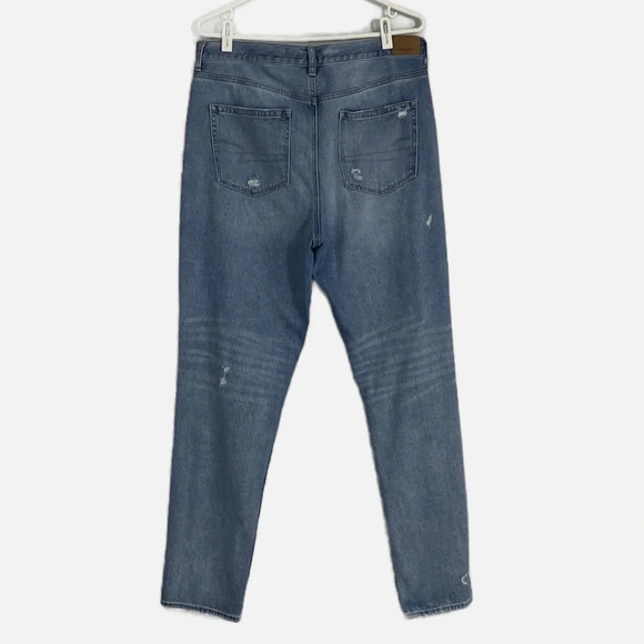 American Eagle Women’s Mom Jeans Hi Rise Straight Destroyed Faded Size 14 X-long - Picture 2 of 14
